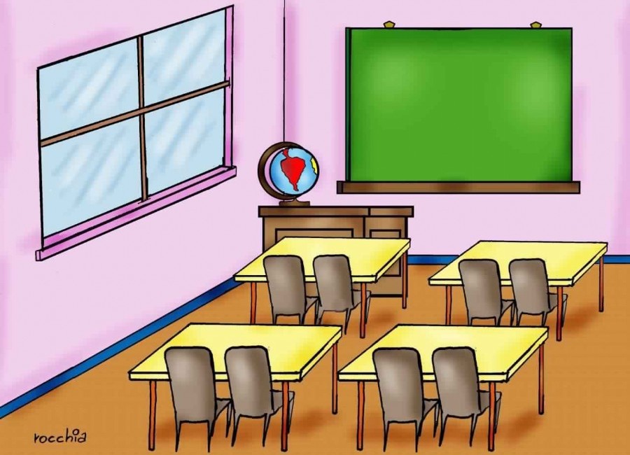 Dibujo de un aula escolar vacía